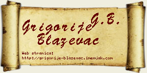 Grigorije Blaževac vizit kartica